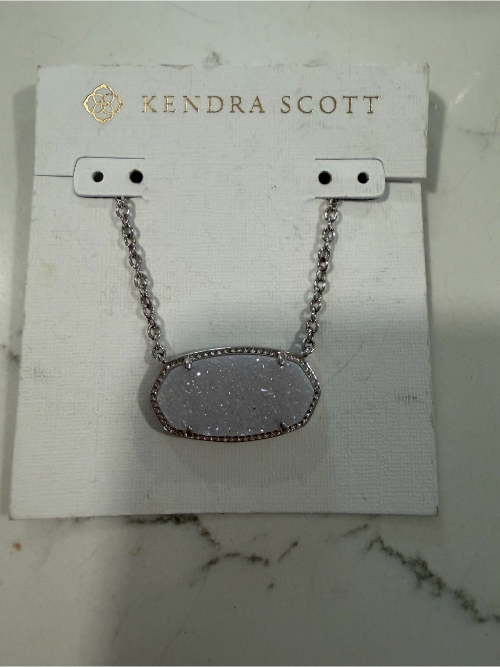 Kendra Scott Elisa Silver White Drusy Necklace